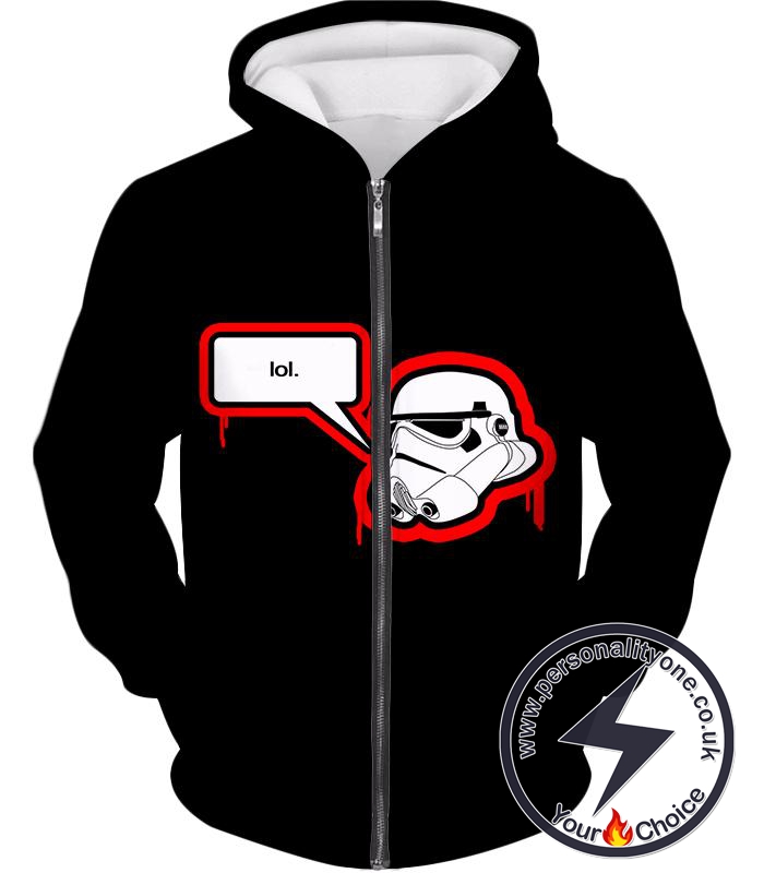 Star Wars Cool Stormtrooper Lol Meme Awesome Black Zip Up Hoodie